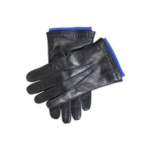 Dents Men's Handsewn Contrast Colour Cashmere Lined Leather Gloves In Black (Royal) Size 9. 5