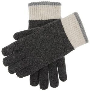 Dents Men's Contrast Cuff Wool Blend Knitted Gloves In Charcoal Size M