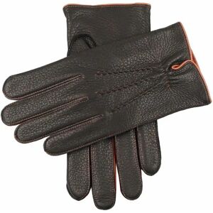 Dents Men's Cashmere Lined Deerskin Leather Gloves In Black/havana Size Xl