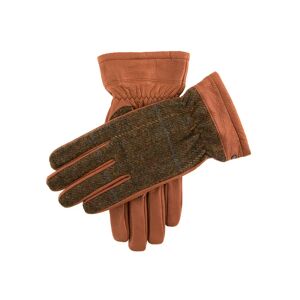 Dents Men's Cashmere Lined Abraham Moon Tweed & Deerskin Leather Gloves In Havana/chestnut Size L