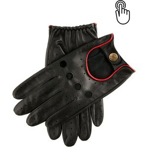 Dents Men's Touchscreen Leather Driving Gloves In Black/berry Size L