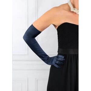 Dents Women's Long Satin Evening Gloves In Navy Size One