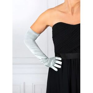 Dents Women's Long Satin Evening Gloves In Silver Size One