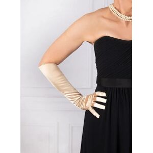 Dents Women's Long Satin Evening Gloves In Gold Size One