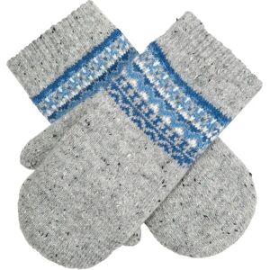 Dents Women'S Fair Isle Wool Blend Knitted Mittens In Dove Grey Size One