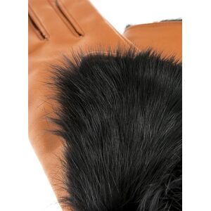 Dents Women's Wool Lined Leather Gloves With Fur Cuffs In Cognac Size 8