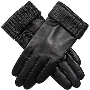 Dents Women'S Leather Gloves With Ribbed Cuffs In Black Size M