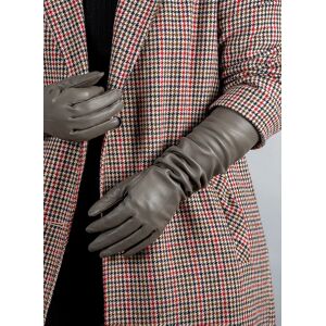Dents Women's Single Point Long Leather Gloves In Charcoal Size M