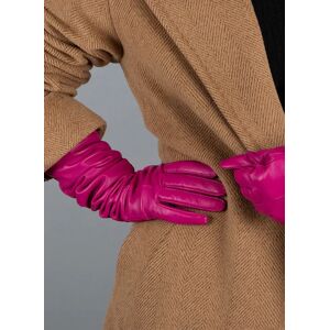 Dents Women's Single Point Long Leather Gloves In Hot Pink Size S