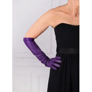 Dents Women's Single Point Long Leather Gloves In Amethyst Size S