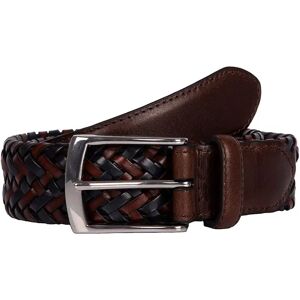 Dents Men's Plaited Leather Belt In Brown/navy Size S