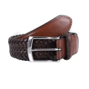Dents Men's Plaited Leather Belt In Brown Size S