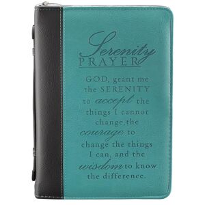 Christian Art Medium Bible Cover - Serenity Prayer Aqua Imitation Leather