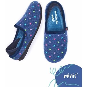 Blue Kid's Spotty Felt Slippers   Size Kids 10   Mini Glace Moshulu - Kids 10