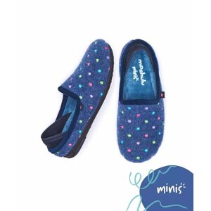 Blue Kid's Spotty Felt Slippers   Size 1   Mini Glace Moshulu - 1
