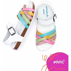 White Kid's Strappy Leather Sandals   Size Kids 10   Hopping Moshulu - Kids 10