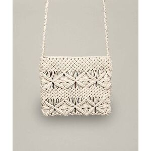 Cotton White Cotton Macrame Cross-Body Bag   Tay Moshulu