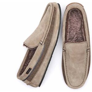 Brown Men's Classic Suede Moccasin Slippers   Size 7   Hesper Moshulu - 7