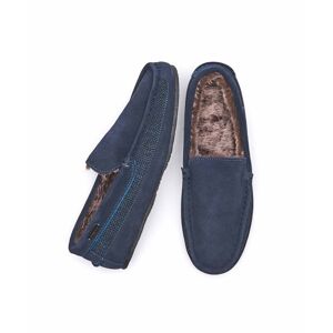 Blue Men's Classic Suede Moccasin Slippers   Size 10   Hesper Moshulu - 10