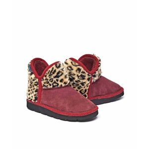Red Animal Print Fluffy Bootie Slippers Women's   Size 3   Snowman 3 Moshulu - 3