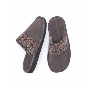 Grey Ladies' Knitted Cuff Mule Slipper   Size 7   Fossli Moshulu - 7