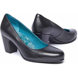 Black Leather Block Heel Court Shoes Women's   Size 6.5   Asante Leather Moshulu - 6.5