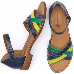 Indigo/Chartreuse Multi Leather Closed-Back Sandals Women's   Size 3   Daymer Moshulu - 3