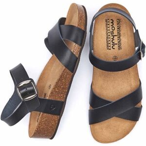 Black Leather Cross-Over Low-Wedge Sandals   Size 4   Bigbury 2 Moshulu - 4