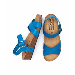 Blue Leather Cross-Over Low-Wedge Sandals   Size 6.5   Bigbury 2 Moshulu - 6.5