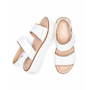 White Leather Platform Sandals Women's   Size 6.5   Hallsands Moshulu - 6.5