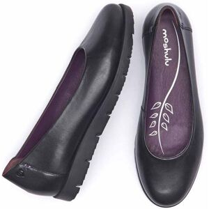 Black Leather Slip-On Flat Shoes Women's   Size 3   Jin Moshulu - 3