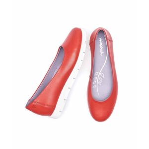 Red Leather Slip-On Flat Shoes   Size 3   Jin Moshulu - 3