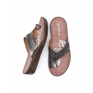 Grey Leather Toe-Loop Comfort Sandals   Size 4   Carmel Moshulu - 4