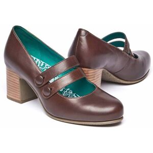 Brown Mary Jane Court Block Heels Women's   Size Uk 3   Bonheur Moshulu - UK 3