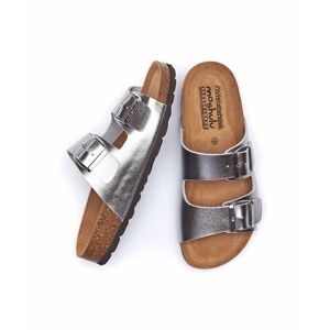 Silver Metallic Cork Mule Sandals   Size 4   Bavaria Metallic Moshulu - 4