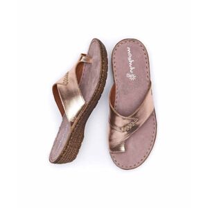 Rose Gold Metallic Leather Toe-Loop Comfort Sandals   Size 6.5   Seville Metallic Moshulu - 6.5