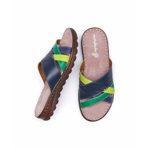 Indigo/Chartreuse Multi Slip-On Leather Sandals Women's   Size 4   Jalapeno Moshulu - 4