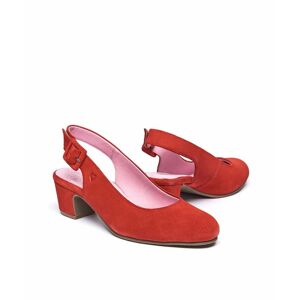 Geranium Red Suede Heeled Shoes Women's   Size 6.5   Varzea Moshulu - 6.5