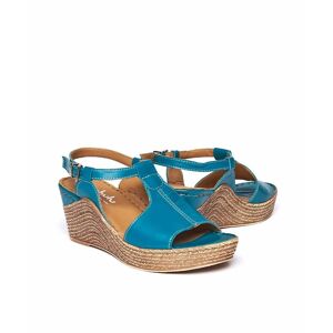 Blue T-Bar Wedge Sandals Women's   Size 5.5   Peach Melba 2 Moshulu - 5.5