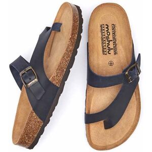 Blue Toe-Post Cork Footbed Sandals   Size 6.5   Wilma Waxy Moshulu - 6.5