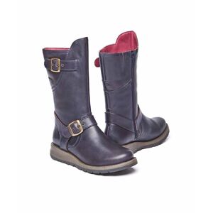 Blue Wedge Mid-Length Leather Boots Women's   Size 6.5   Nightjar Moshulu - 6.5