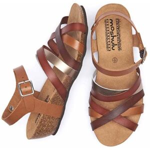 Brown Wedged Cork Footbed Sandals   Size 9   Zilla Moshulu - 9