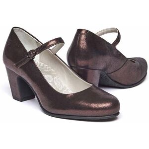 Metallic Women's Metallic Block Heel Court Shoe   Size 4   Goldin Moshulu - 4