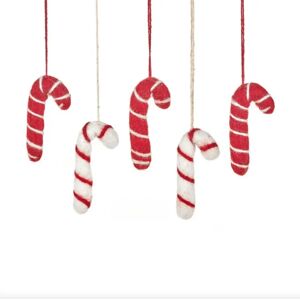 Felt Candy Cane Hanging Decorations - Set Of 5  - Funky Chunky Furniture