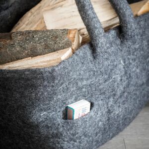 Grey Wool Log Basket  - Funky Chunky Furniture