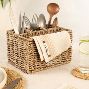 Seagrass Cutlery Caddy With Compartments  - Funky Chunky Furniture