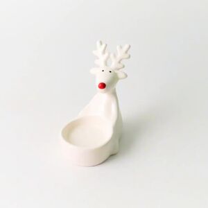 White Ceramic Reindeer Tea Light Holder  - Funky Chunky Furniture