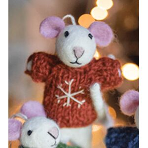 Felt Christmas Mouse  Decoration - Red  - Funky Chunky Furniture