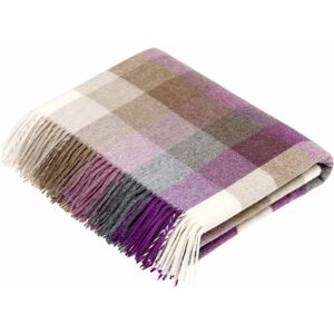 Purple And Natural Check Wool Throw  - Funky Chunky Furniture