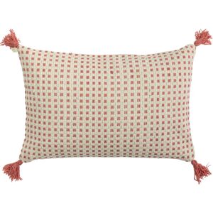 Coral Pink Checked Cushion - 60cm  - Funky Chunky Furniture